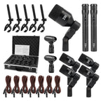 XTUGA DI7 7 - Piece Wired Dynamic Drum Mic Kit Kick Bass Tom/Snare Cymbals Microphone Set with XLR Cables - British D'sire