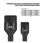 XTUGA DI7 7 - Piece Wired Dynamic Drum Mic Kit Kick Bass Tom/Snare Cymbals Microphone Set with XLR Cables - British D'sire