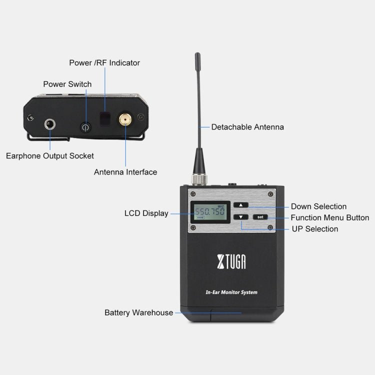 XTUGA IEM1100 Professional Wireless In Ear Monitor System 5 BodyPacks(US Plug) - British D'sire
