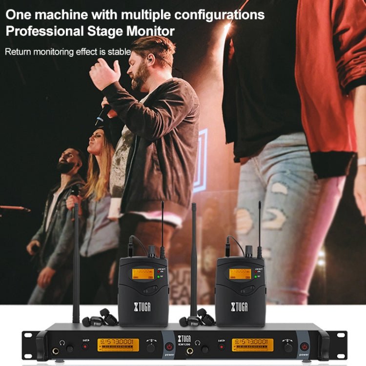 XTUGA IEM1200 Wireless Transmitter 10 Bodypack Stage Singer In - Ear Monitor System (UK Plug) - British D'sire