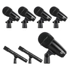 XTUGA MI7 - A 7 - Piece Wired Dynamic Drum Mic Kit Kick Bass Tom/Snare Cymbals Microphone Set - British D'sire