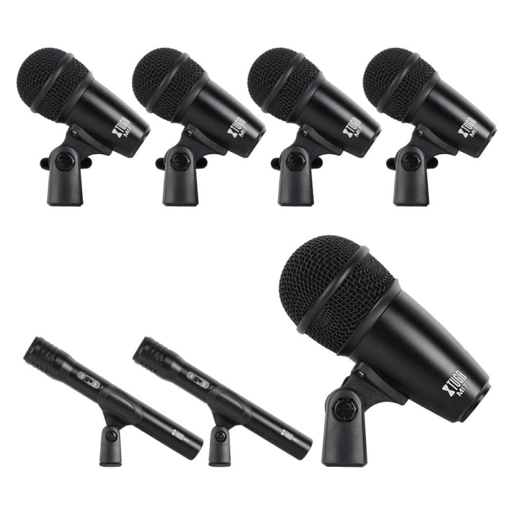XTUGA MI7 - A 7 - Piece Wired Dynamic Drum Mic Kit Kick Bass Tom/Snare Cymbals Microphone Set - British D'sire