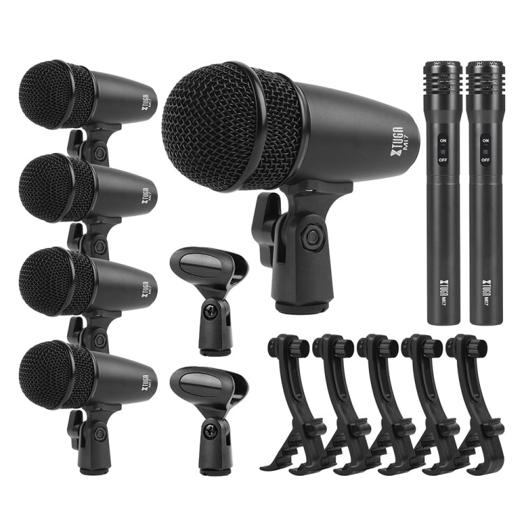 XTUGA MI7 - A 7 - Piece Wired Dynamic Drum Mic Kit Kick Bass Tom/Snare Cymbals Microphone Set - British D'sire