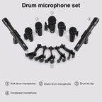XTUGA MI7 - A 7 - Piece Wired Dynamic Drum Mic Kit Kick Bass Tom/Snare Cymbals Microphone Set - British D'sire