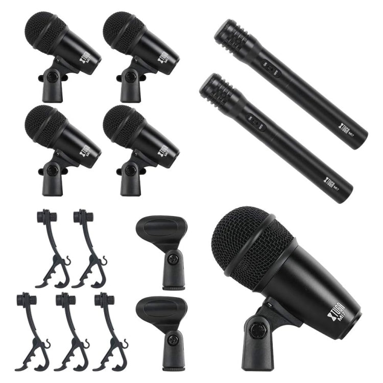 XTUGA MI7 - G 7 - Piece Wired Dynamic Drum Mic Kit Kick Bass Tom/Snare Cymbals Microphone Set - British D'sire