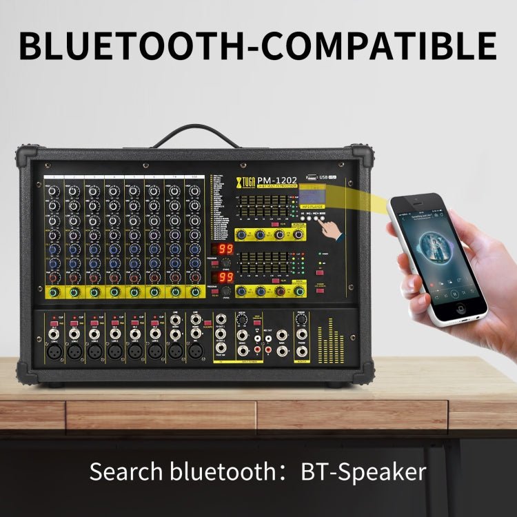 XTUGA PM1202 900W 10 Channel Stage Power Mixer 24Bit Multil - FX Processor Dual 99 DSP Effect DJ Amplifier (AU Plug) - British D'sire