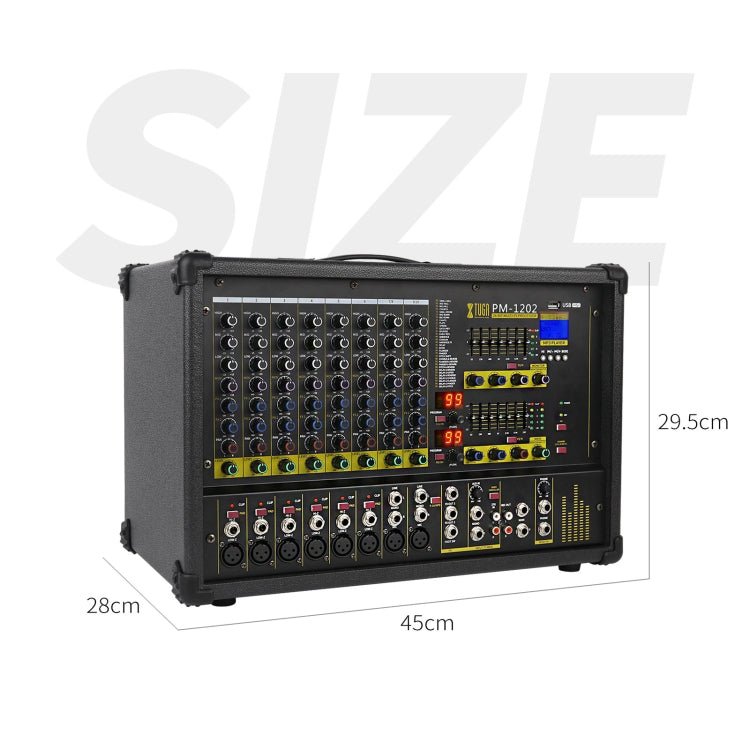 XTUGA PM1202 900W 10 Channel Stage Power Mixer 24Bit Multil-FX Processor Dual 99 DSP Effect DJ Amplifier (AU Plug) Secondary image