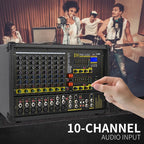 XTUGA PM1202 900W 10 Channel Stage Power Mixer 24Bit Multil - FX Processor Dual 99 DSP Effect DJ Amplifier (UK Plug) - British D'sire