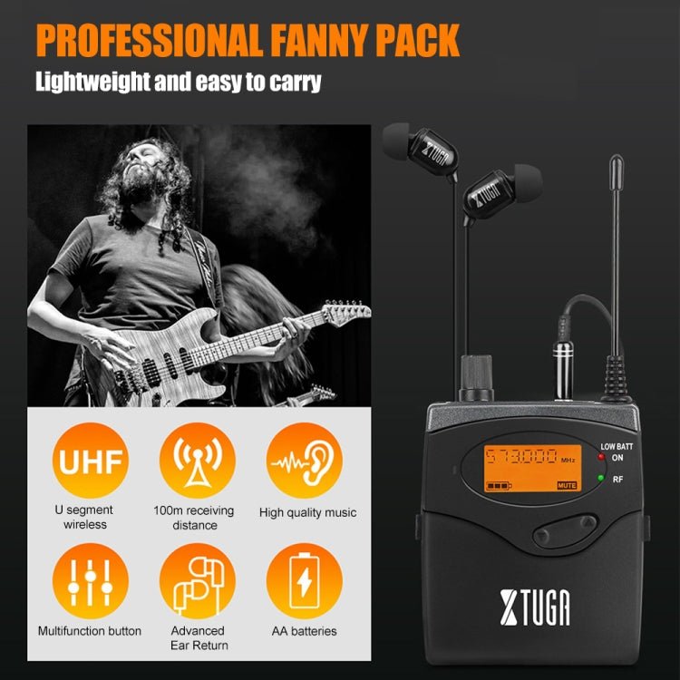 XTUGA RW2080 UHF Wireless Stage Singer In - Ear Monitor System 10 BodyPacks(AU Plug) - British D'sire