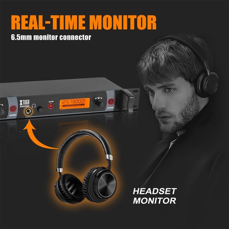XTUGA RW2080 UHF Wireless Stage Singer In - Ear Monitor System 10 BodyPacks(AU Plug) - British D'sire