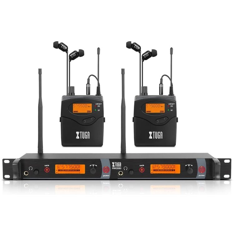 XTUGA RW2080 UHF Wireless Stage Singer In - Ear Monitor System 2 BodyPacks(EU Plug) - British D'sire Main image