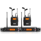 XTUGA RW2080 UHF Wireless Stage Singer In - Ear Monitor System 2 BodyPacks(US Plug) - British D'sire