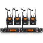 XTUGA RW2080 UHF Wireless Stage Singer In - Ear Monitor System 4 BodyPacks(US Plug) - British D'sire