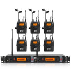 XTUGA RW2080 UHF Wireless Stage Singer In - Ear Monitor System 6 BodyPacks(US Plug) - British D'sire