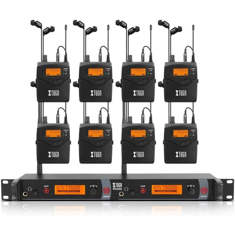 XTUGA RW2080 UHF Wireless Stage Singer In - Ear Monitor System 8 BodyPacks(EU Plug) - British D'sire Main image