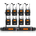 XTUGA RW2080 UHF Wireless Stage Singer In - Ear Monitor System 8 BodyPacks(EU Plug) - British D'sire