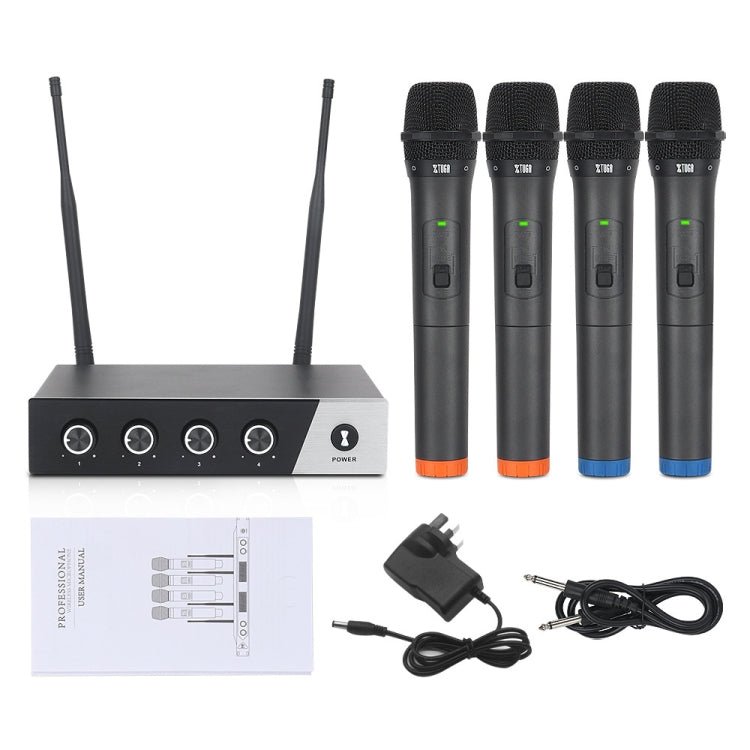 XTUGA S400 Professional 4 - Channel UHF Wireless Microphone System with 4 Handheld Microphone(AU Plug) - British D'sire