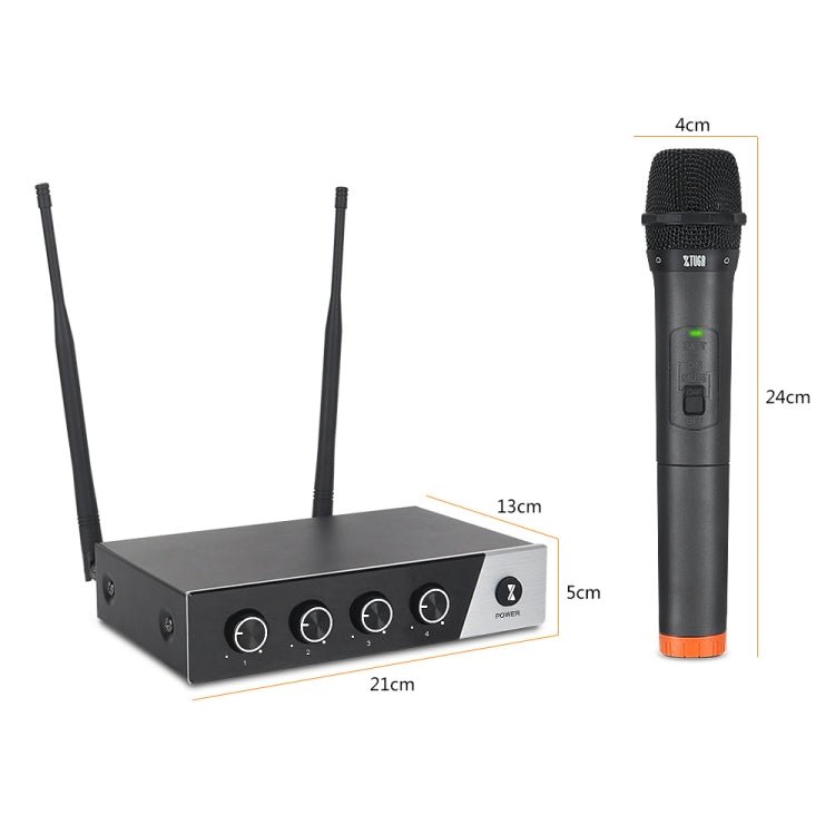 XTUGA S400 Professional 4 - Channel UHF Wireless Microphone System with 4 Handheld Microphone(EU Plug) - British D'sire