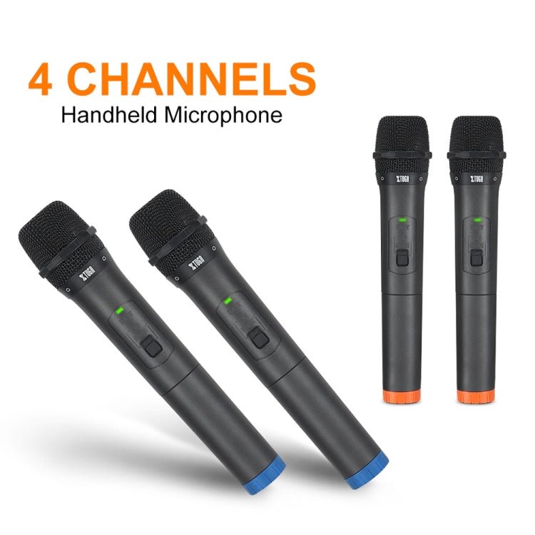 XTUGA S400 Professional 4 - Channel UHF Wireless Microphone System with 4 Handheld Microphone(US Plug) - British D'sire