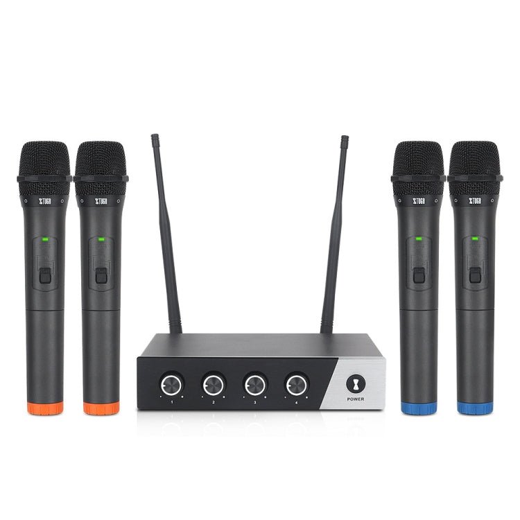 XTUGA S400 Professional 4 - Channel UHF Wireless Microphone System with 4 Handheld Microphone(US Plug) - British D'sire