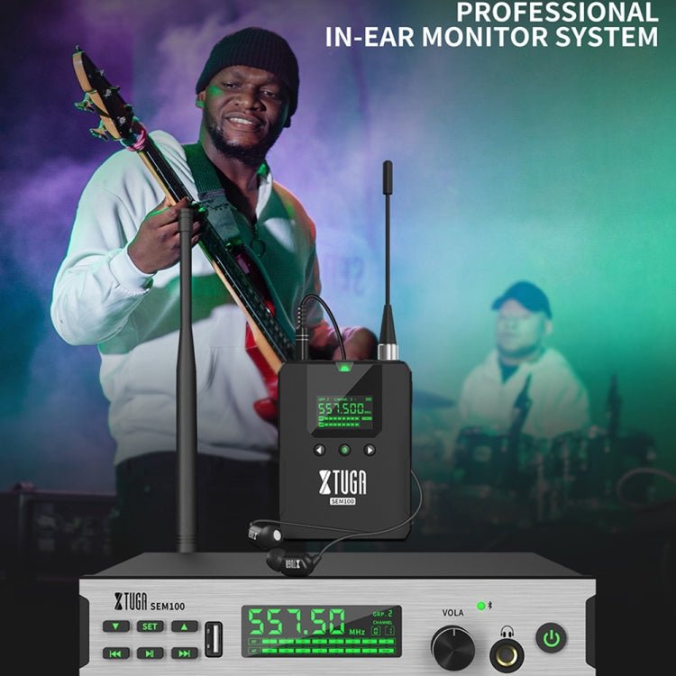 XTUGA SEM100 Professional Wireless In Ear Monitor System 1 BodyPacks(EU Plug) - British D'sire