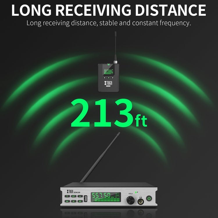 XTUGA SEM100 Professional Wireless In Ear Monitor System 1 BodyPacks(EU Plug) - British D'sire