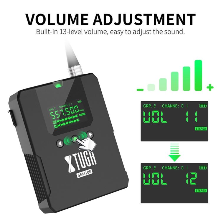 XTUGA SEM100 Professional Wireless In Ear Monitor System 1 BodyPacks(EU Plug) - British D'sire