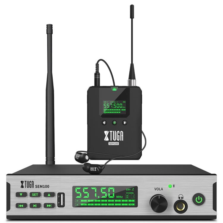 XTUGA SEM100 Professional Wireless In Ear Monitor System 1 BodyPacks(EU Plug) - British D'sire