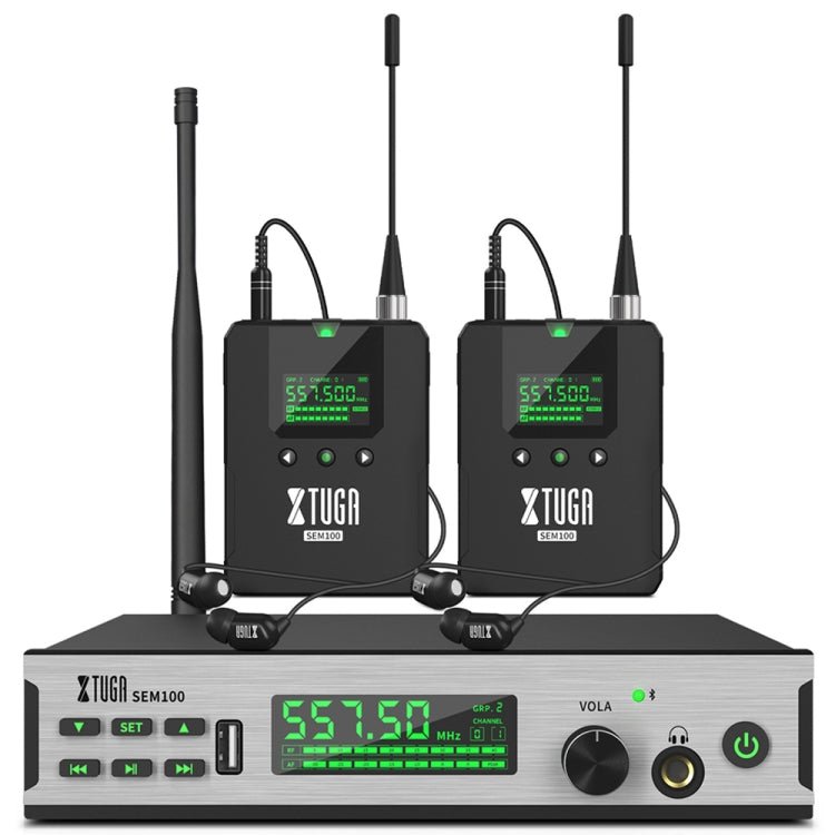 XTUGA SEM100 Professional Wireless In Ear Monitor System 2 BodyPacks(EU Plug) - British D'sire Main image