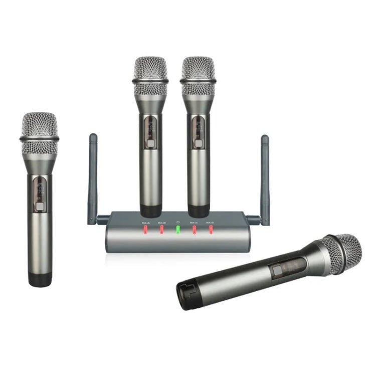 XTUGA U - F4600 Professional 4 - Channel UHF Wireless Microphone System with 4 Handheld Microphone(AU Plug) - British D'sire