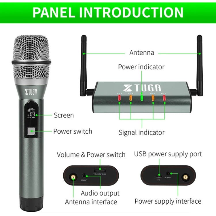XTUGA U - F4600 Professional 4 - Channel UHF Wireless Microphone System with 4 Handheld Microphone(AU Plug) - British D'sire