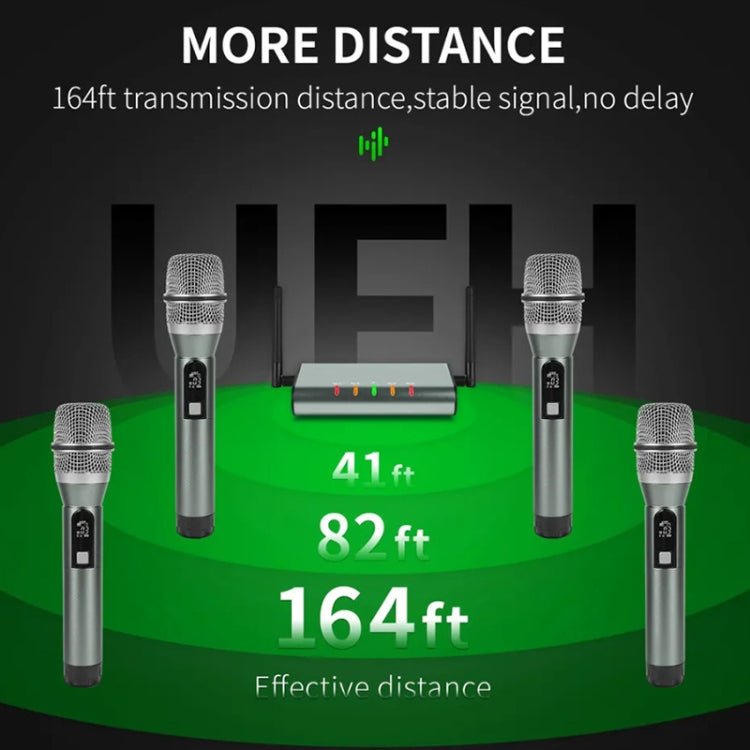 XTUGA U - F4600 Professional 4 - Channel UHF Wireless Microphone System with 4 Handheld Microphone(UK Plug) - British D'sire