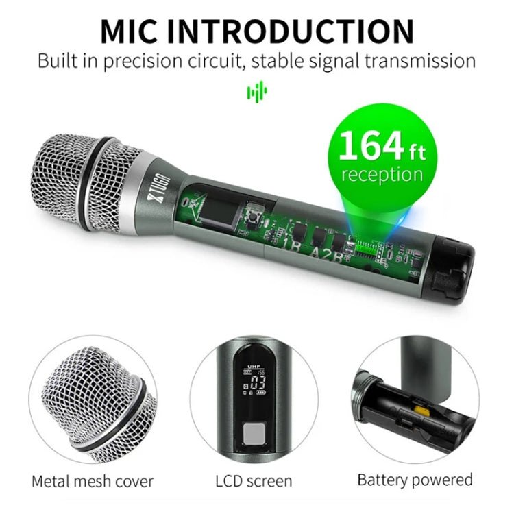 XTUGA U - F4600 Professional 4 - Channel UHF Wireless Microphone System with 4 Handheld Microphone(US Plug) - British D'sire