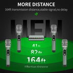 XTUGA U - F4600 Professional 4 - Channel UHF Wireless Microphone System with 4 Handheld Microphone(US Plug) - British D'sire