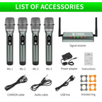XTUGA U - F4600 Professional 4 - Channel UHF Wireless Microphone System with 4 Handheld Microphone(US Plug) - British D'sire
