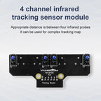 Yahboom 4 Channel Infrared Tracking Sensor Module For Smart Car Robot, Spec: Module - British D'sire