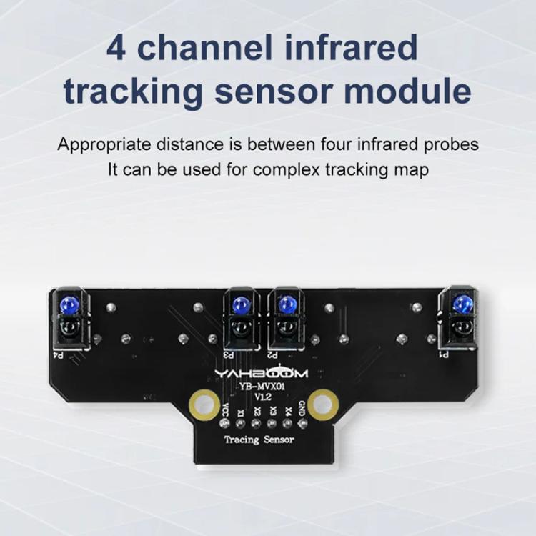 Yahboom 4 Channel Infrared Tracking Sensor Module For Smart Car Robot, Spec: With 6Pin Cable+23mm Copper Column - British D'sire