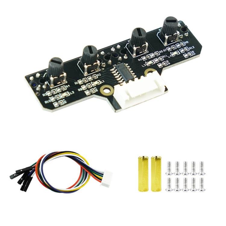 Yahboom 4 Channel Infrared Tracking Sensor Module For Smart Car Robot, Spec: With DuPont Cable+16mm Copper Column - British D'sire Main image