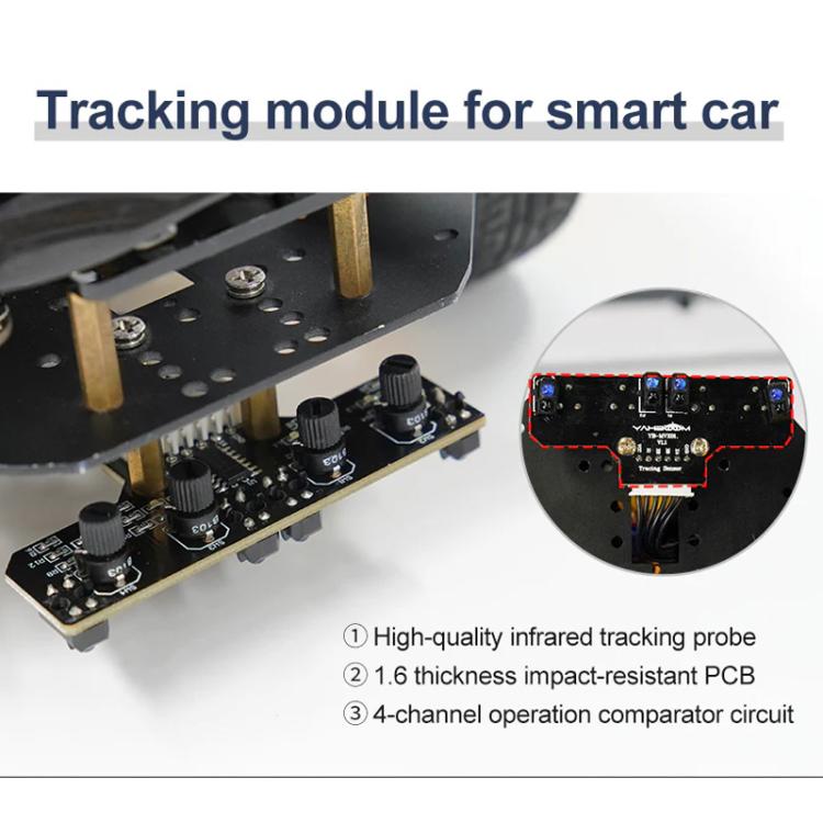 Yahboom 4 Channel Infrared Tracking Sensor Module For Smart Car Robot, Spec: With DuPont Cable+23mm Copper Column - British D'sire