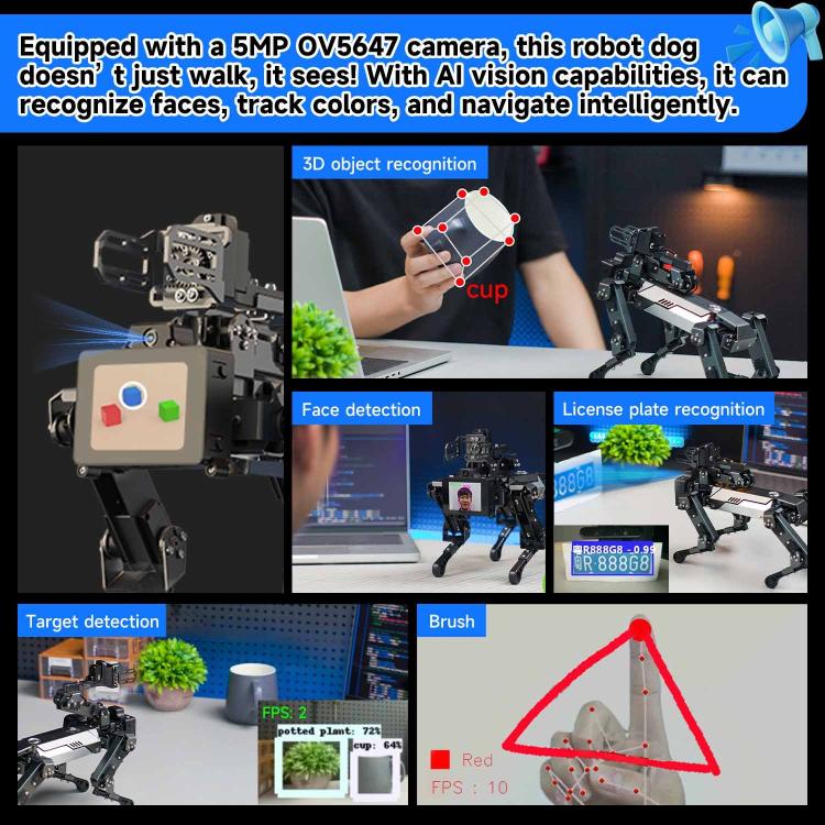 YAHBOOM DOGZILLA - Lite AI - Powered Bionic Robotic Dog 15 - DOF Desktop Companion With Robotic Arm, Raspberry Pi Controlled, Multimodal AI & Visual Interaction - British D'sire