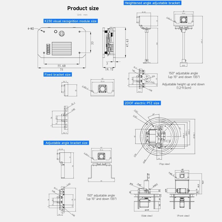 Yahboom K230 Vision Module Standard Edition CanMV Face Recognition Camera Sensor Fixed Bracket Set - British D'sire