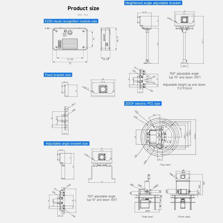 Yahboom K230 Vision Module With 2.4 - Inch HD Touch Screen 32G TF Card With Heightened Angle Adjustable Bracket - British D'sire