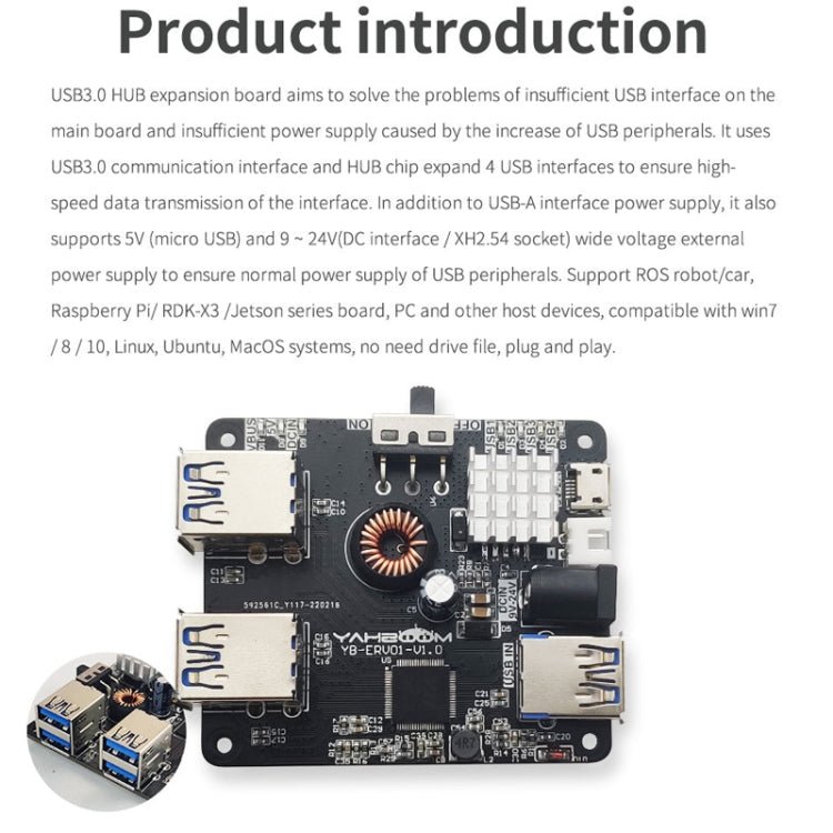 Yahboom USB3.0 HUB Expansion Board ROS Robot Expansion Dock(6000301226) - British D'sire