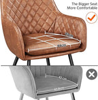 Yaheetech Set of 2 PU Leather Dining Chairs Modern Tufted Accent Chairs with Backrest/Armrest for Kitchen/Living Room/Counter/Lounge, Brown - Dining Chairs - British D'sire
