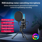 Yanmai SF - 777R RGB Light Desktop Noise Reduction Microphone with Anti - spray Net - British D'sire