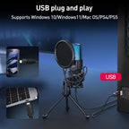 Yanmai SF - 777R RGB Light Desktop Noise Reduction Microphone with Anti - spray Net - British D'sire