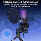Yanmai SF - 777R RGB Light Desktop Noise Reduction Microphone with Anti - spray Net - British D'sire