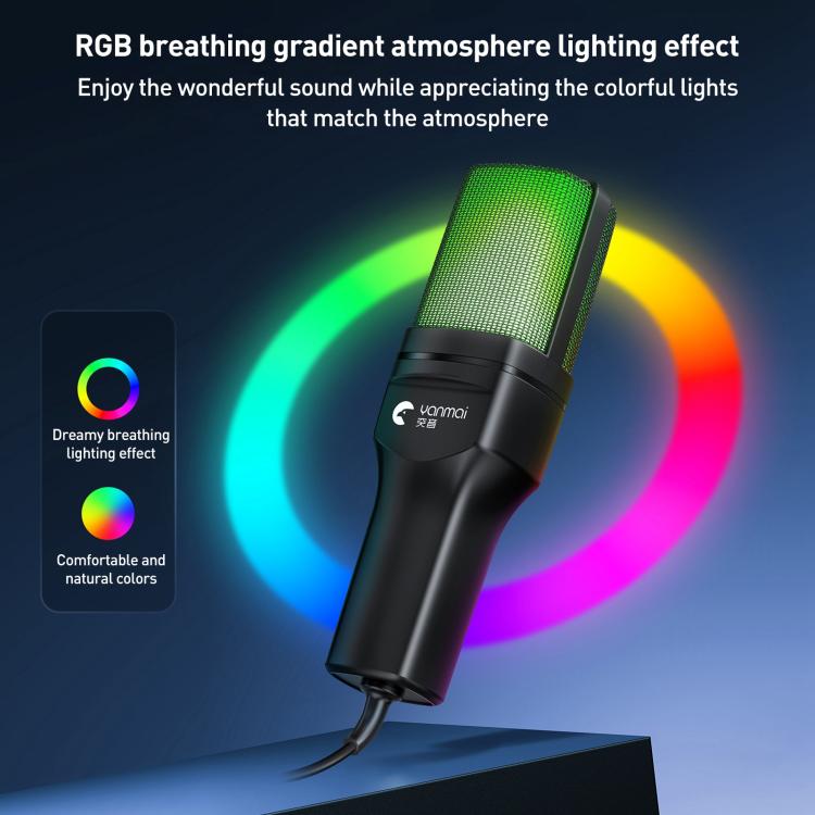 Yanmai SF - 777R RGB Light Desktop Noise Reduction Microphone with Anti - spray Net - British D'sire