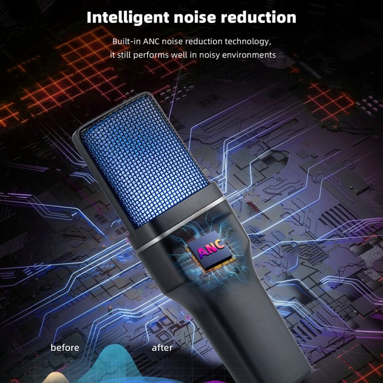 Yanmai SF - 777W 2.4G Wireless Gaming Desktop Microphone with RGB Light & Blowout Net - British D'sire