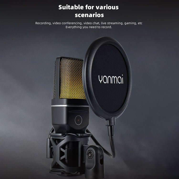 Yanmai SF - 777W 2.4G Wireless Gaming Desktop Microphone with RGB Light & Blowout Net - British D'sire